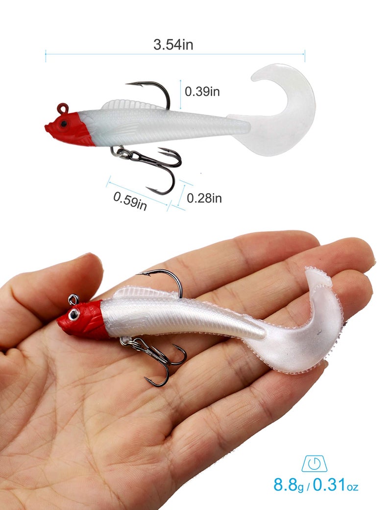 Facikono Lures for Bass Jig Head Soft Swimbait, 6-Pack 6 Colors Plastic Bait for Saltwater/Freshwater Fishing - Image 3